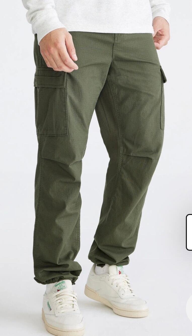 Aeropostale Men's Relaxed Cargo 100% Cotton Hiking Travel Pants Green 32/34